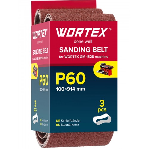 Шлифлента 100x914 мм P60 бесконечная 3 шт. для станка WORTEX GM 1528 Шлифлента 100x914 мм P60 бесконечная 3 шт. для станка WORTEX GM 1528