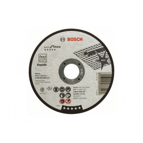 Круг отрезной 125х0.8x22.2 мм для нерж. стали Best BOSCH Круг отрезной 125х0.8x22.2 мм для нерж. стали Best BOSCH