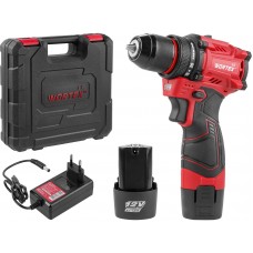 Аккум. дрель-шуруповерт WORTEX LX BD 1220 DLi 12В, 30 Нм, 2*1.5 Ач, патрон 10 мм, бесщёт.