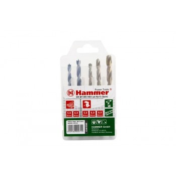 37081 Набор сверл Hammer Flex 202-913 DR set No13 HEX (5pcs) 5-8mm металл\дерево, 5шт.