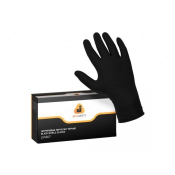 Перчатки нитриловые ультрапрочные, р-р 9/L черные, (уп. 50 пар), Jeta Safety
