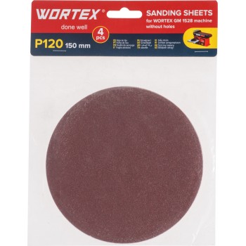 Шлифлист 150мм P120 без отв. 4 шт. для станка WORTEX GM 1528