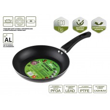 Сковорода ф 24х4.3 см, штамп., алюм., антиприг. покр., серия STARCOOK, черная, PERFECTO LINEA