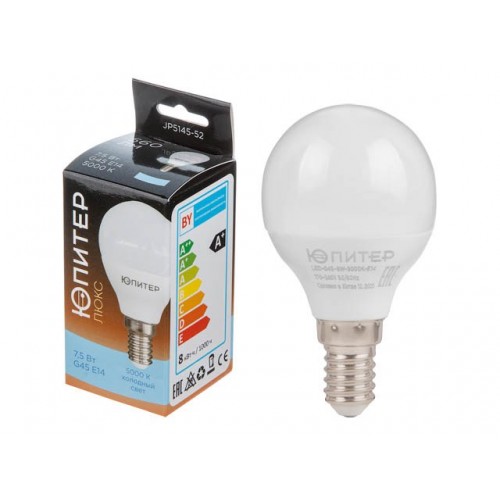 Лампа светодиодная G45 ШАР 7,5 Вт 170-240В E14 5000К ЮПИТЕР ЛЮКС Лампа светодиодная G45 ШАР 7,5 Вт 170-240В E14 5000К ЮПИТЕР ЛЮКС