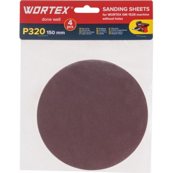 Шлифлист 150мм P320 без отв. 4 шт. для станка WORTEX GM 1528