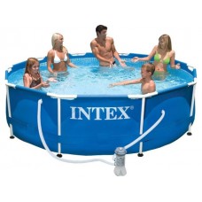 Каркасный бассейн Metal Frame, круглый, 305х76 см + фильтр-насос 220 В, INTEX