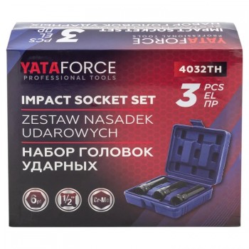 Головки ударные, набор 3пр., 1/2''(17, 19, 21мм, 6гр.)