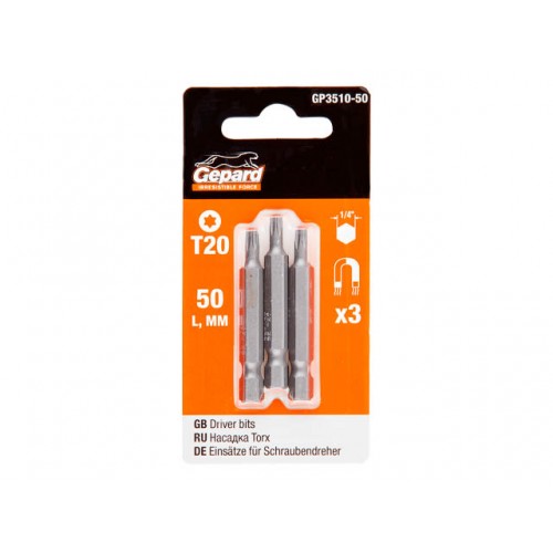Насадка TORX T20 50мм 3шт GEPARD (GP3510-50) Насадка TORX T20 50мм 3шт GEPARD (GP3510-50)