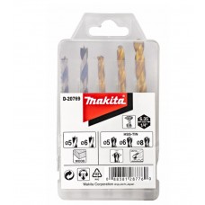 Набор сверл по дереву и металлу HSS-TIN 1/4, 5 шт  MAKITA