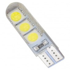 Лампочка светодиодная T10-3030-6SMD silica gel 12v белая