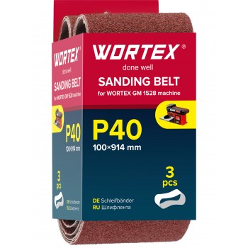 Шлифлента 100x914 мм P40 бесконечная 3 шт. для станка WORTEX GM 1528