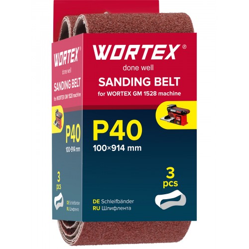 Шлифлента 100x914 мм P40 бесконечная 3 шт. для станка WORTEX GM 1528 Шлифлента 100x914 мм P40 бесконечная 3 шт. для станка WORTEX GM 1528