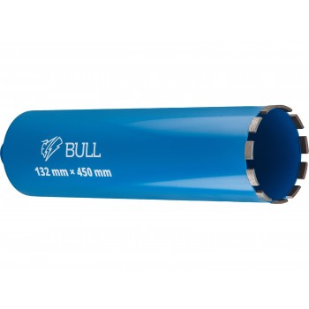 Коронка алмазная d 132мм железобетон BULL, L450мм, 1 1/4