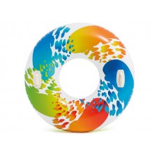 Надувной круг для плавания с ручками Rainbow Ombre, 122 см, INTEX