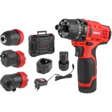 Аккум. дрель-шуруповерт WORTEX BD 1215 LiSET в чем. + 2 насадки, 12 В, 30 Н*м, 2х1.5 А*ч, БЗП 10 мм