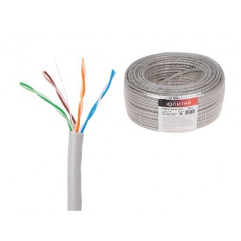 Кабель витая пара U/UTP Cat5E 4х2х24AWG (0.51мм) 50м, медь, внутр. (ПВХ) Юпитер