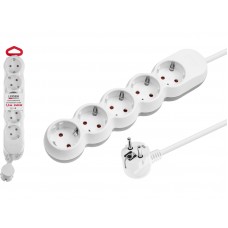 Удлинитель 1,5м (5 роз., 3,5кВт, с/з, ПВС 3х1,5) LEIDEN ELECTRIC