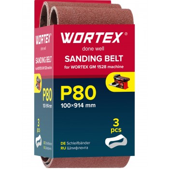 Шлифлента 100x914 мм P80 бесконечная 3 шт. для станка WORTEX GM 1528