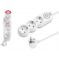Удлинитель 1,5м (3 роз., 2,2кВт, с/з, выкл, ПВС 3х0,75) LEIDEN ELECTRIC