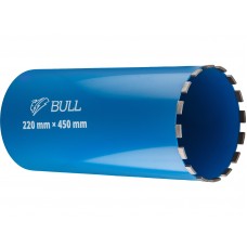 Коронка алмазная d 220мм железобетон BULL, L450мм, 1 1/4