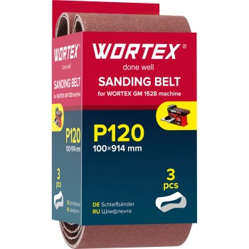 Шлифлента 100x914 мм P120 бесконечная 3 шт. для станка WORTEX GM 1528