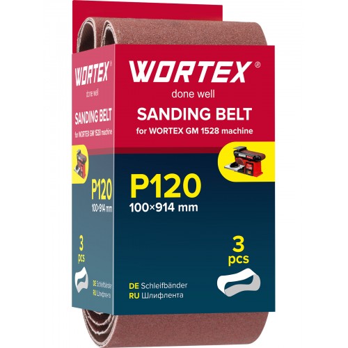 Шлифлента 100x914 мм P120 бесконечная 3 шт. для станка WORTEX GM 1528 Шлифлента 100x914 мм P120 бесконечная 3 шт. для станка WORTEX GM 1528