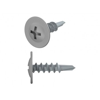 Саморез 4.2х16 мм с прессшайбой, цинк, со сверлом, RAL 7004 (50 шт в зип-локе) STARFIX (цвет сигнальный серый)