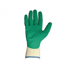 Перчатки х/б с латексным покрытием (рельефный облив) 13кл., р-р 9/L, желто-зеленые, JetaSafety (Защ.перчатки из полихлопковой пряжи с рельефным латекс