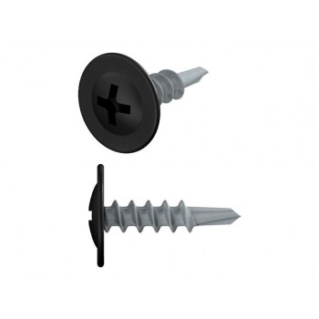 Саморез 4.2х16 мм с прессшайбой, цинк, со сверлом, RAL 9005 (50 шт в зип-локе) STARFIX (цвет черный янтарь)