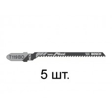 Пилка лобз. по дереву T119BO (5 шт.) BOSCH (пропил криволинейный, грубый, для базовых работ)