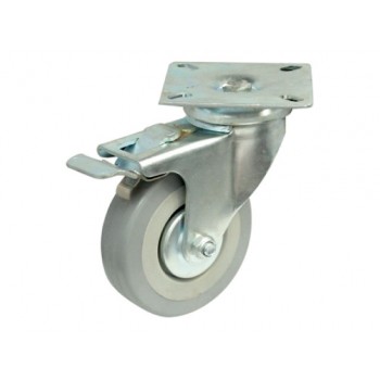 Опора колёсная d50 мм на площадке с фиксатором, резиновая STARFIX