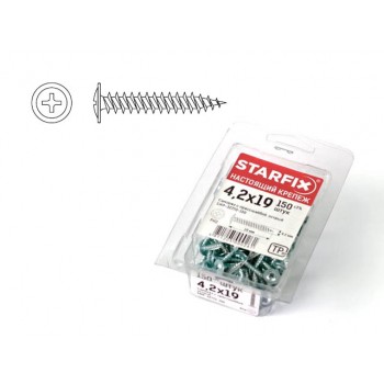 Саморез 4.2х38 мм с прессшайбой, цинк, острый (100 шт в пласт. конт.)