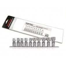 Набор головок 3/8″ 10-19мм шарнирных 10предм. на подвесе TOPTUL