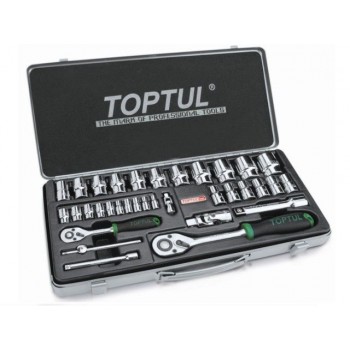 Набор головок 1/4″, 1/2″ 5-32мм 34предм. 6гр. метал.кейс (GCAD3402) (TOPTUL)