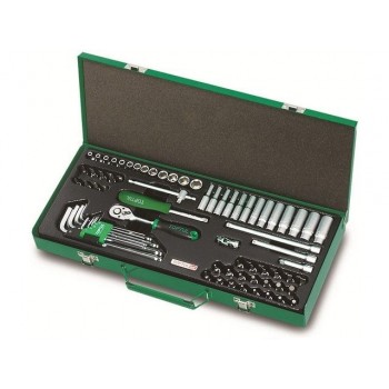 Набор головок, ключей и бит 1/4″ 72предм. 6гр. метал.кейс TOPTUL