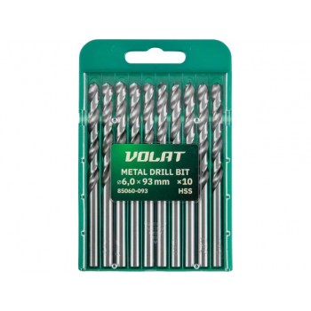 Сверло по металлу ц/х 6.0х57х93 мм HSS, комплект из 10-ти шт ВОЛАТ