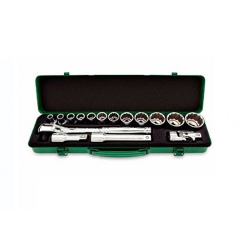 Набор головок 1/2″ 8-32мм 16предм. 12гр. метал.кейс TOPTUL