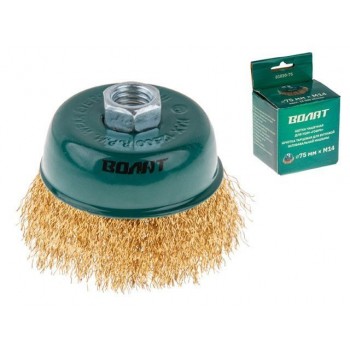 Щетка д/шлиф.маш.”чашка” гофр. 100мм ВОЛАТ (для УШМ шлифмашины болгарки М14 торцевая крацовка)
