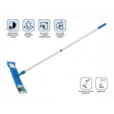 Швабра для пола с насадкой из шенилла, синяя, PERFECTO LINEA (Телескопическая рукоятка 67-120 см)