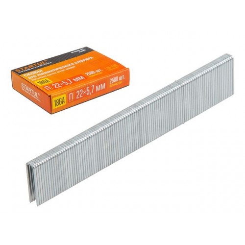 Скобы тип 18GA 22мм (2500шт) STARTUL PROFI (ST4520-22) (для пневмостеплера, сечение 1,25х1,00мм, ширина скобы 5,7мм) Скобы тип 18GA 22мм (2500шт) STARTUL PROFI (ST4520-22) (для пневмостеплера, сечение 1,25х1,00мм, ширина скобы 5,7мм)