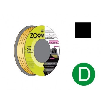 Уплотнитель гаражный “D” 12ммх10мм черный 50м ZOOM INDUSTRIAL
