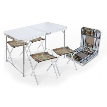 Набор складной стол влагостойкий и 4 стула, NIKA (Складной стол влагостойкий + 4 стула)