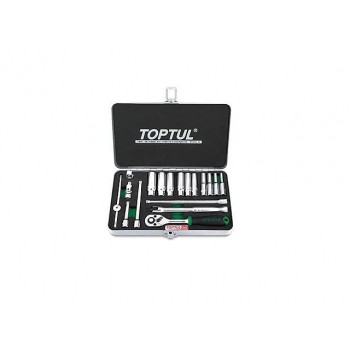 Набор головок 1/4″ 4-13мм 18предм. 6гр. метал. кейс  TOPTUL