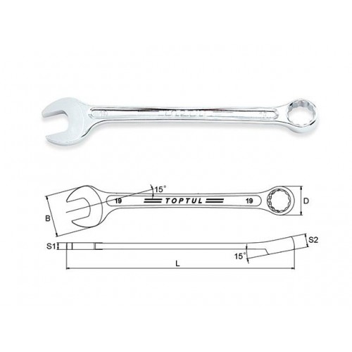 Ключ комбинированный 13мм 15° TOPTUL Ключ комбинированный 13мм 15° TOPTUL