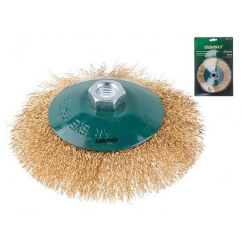 Щетка дисковая гофр.125мм/M14 ВОЛАТ (для УШМ шлифмашины болгарки М14 тарелка торцевая крацовка)