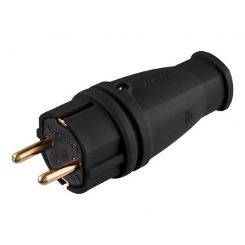 Вилка (с/з, 16А, 250В) каучук, черная Юпитер (В16-001) (ЮПИТЕР)