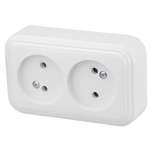 Розетка 2-ая (открытая, б/з) белая, Стандарт, Юпитер (RA16-237-Б) (ЮПИТЕР) Розетка 2-ая (открытая, б/з) белая, Стандарт, Юпитер (RA16-237-Б) (ЮПИТЕР)