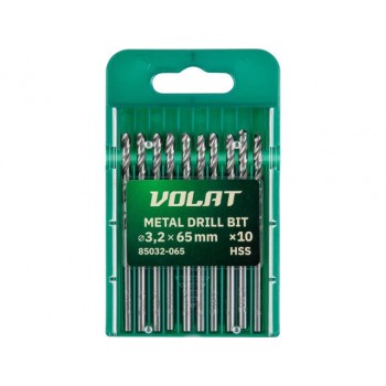 Сверло по металлу ц/х 3.2х36х65 мм HSS, комплект из 10-ти шт ВОЛАТ