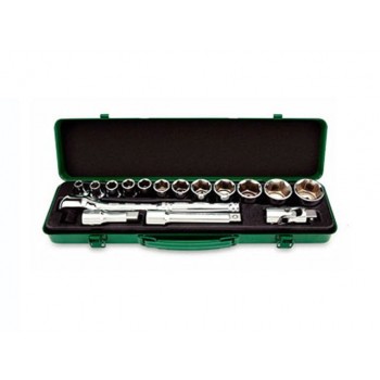 Набор головок 1/2″ 8-32мм 16предм. 6гр. метал.кейс  TOPTUL