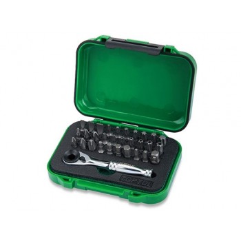 Набор бит 1/4″ 31шт. с трещоткой TOPTUL